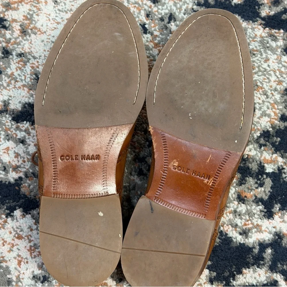 Cole Haan British Tan Leather Wing-Tip Lace-Up Oxford Dress Shoes Men’s Size 9.5